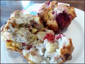 White choc and raspberry muffins